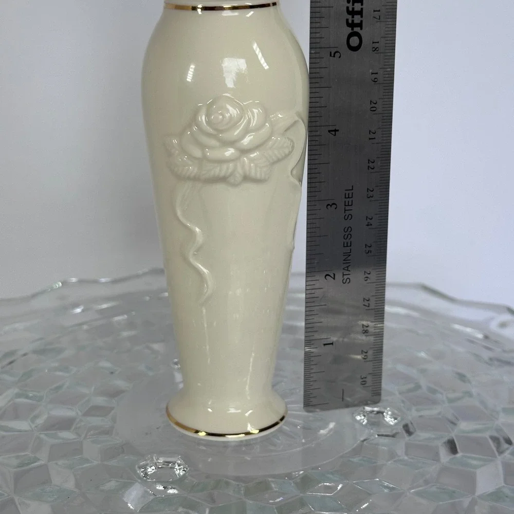 Lenox Collections Rose Blossom Bud‎ Vase Ivory Fine China 24K Gold Accents